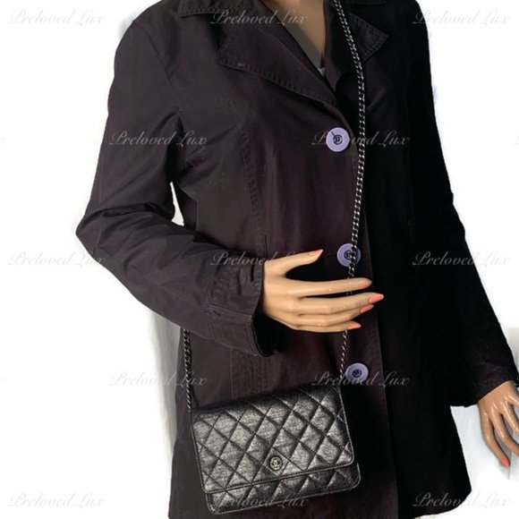 Chanel CC Wallet-on-the-chain WOC Metallic Sparkle Coated Tweed Bag Crossbody - Picture 14 of 15